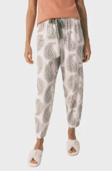 Женские белые брюки с узором Белый M womensecret 3702249