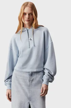 Женское голубое худи WASHED WOVEN LABEL Голубой XS Calvin Klein Jeans J20J223082