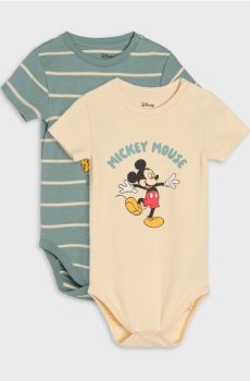 Бавовняне боді Mickey Mouse - бежевий