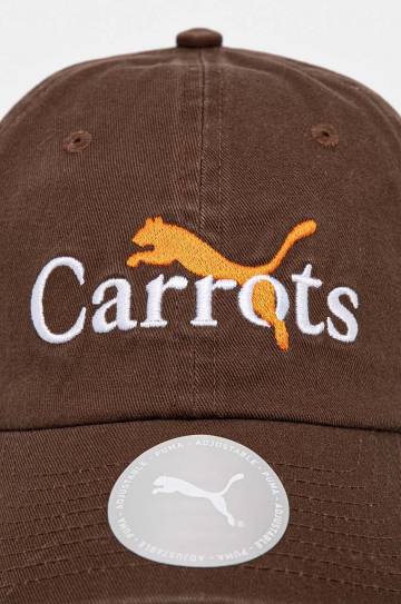 Хлопковая кепка Puma PUMA x CARROTS Dad Cap цвет коричневый с аппликацией 25789 Хлопковая кепка Puma PUMA x CARROTS Dad Cap цвет коричневый с аппликацией 25789