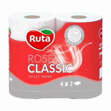 Туалетная бумага RUTA Classic Rose, 2-слойная, 4 рулона Туалетная бумага RUTA Classic Rose, 2-слойная, 4 рулона