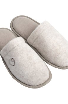 Женские домашние тапочки Twins HS-OZ Lama войлочные, с вышивкой, серые, размер 38-39 (25 см)