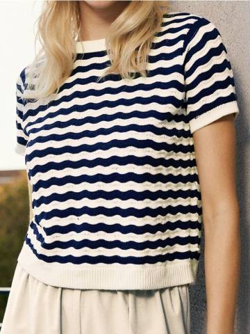 В’язана блузка з коротким рукавом - різнобарвний В’язана блузка з коротким рукавом - різнобарвний