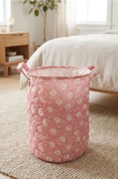 Квітковий візерунок, прошитий кошик для зберігання - рожевий
