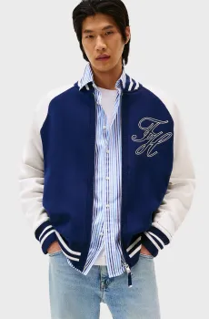 Мужской синий бомбер T1 KNITTED VARSITY Синий M Tommy Hilfiger MW0MW39589