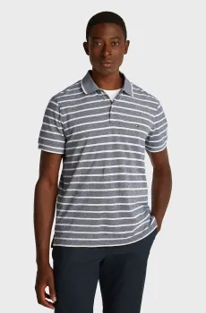 Мужское синее поло в полоску IC LINEN PIQUE Синий S Tommy Hilfiger MW0MW33140