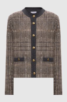 Коричневый кардиган с мохером, шерстью и кашемиром