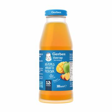 Детский нектар Gerber Яблоко-манго-персик, с 1 года, 300 мл Детский нектар Gerber Яблоко-манго-персик, с 1 года, 300 мл