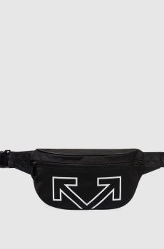 Черная поясная сумка с принтом эмблемы