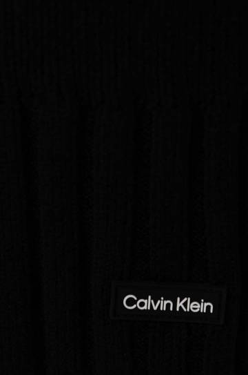 Шерстяной шарф Calvin Klein цвет чёрный однотонный Шерстяной шарф Calvin Klein цвет чёрный однотонный