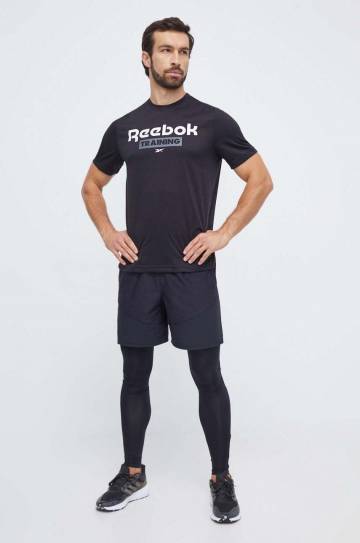 Футболка для тренинга Reebok цвет чёрный с принтом Футболка для тренинга Reebok цвет чёрный с принтом