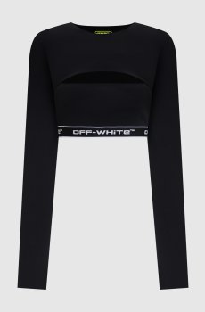 Черный укороченный топ с логотипом