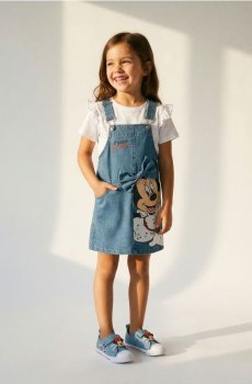 Джинсова сукня на бретелях з 3D бантом Minnie Mouse - синій