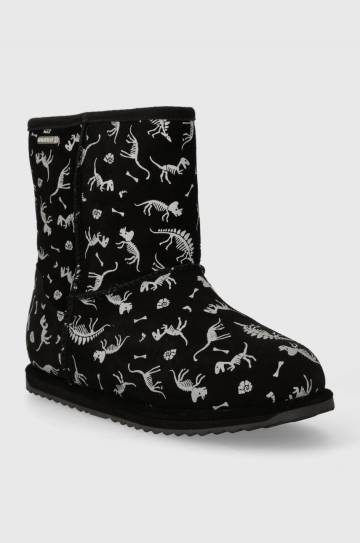 Детские кожаные зимние ботинки Emu Australia K12948 Reflective Dino Brumby цвет чёрный Детские кожаные зимние ботинки Emu Australia K12948 Reflective Dino Brumby цвет чёрный
