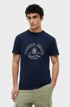 Мужская темно-синяя футболка REG CREST CLUB SS TEE Синий L Tommy Jeans DM0DM23175