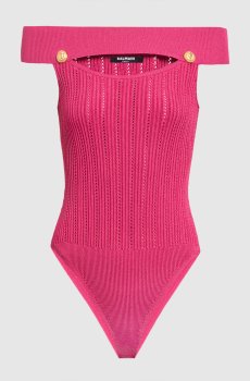 Розовое боди с брендированными заклепками