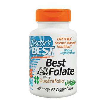 Полностью активный фолат Doctors Best Fully Active Folate 400 мкг, 90 веганских капсул Полностью активный фолат Doctors Best Fully Active Folate 400 мкг, 90 веганских капсул