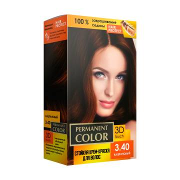 Стойкая крем-краска для волос Permanent Color с окислителем, 3.40 Каштановый, 120 мл Стойкая крем-краска для волос Permanent Color с окислителем, 3.40 Каштановый, 120 мл
