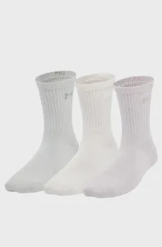Женские белые носки (3 пары) UA Essential Nv Mid Crew 3pk Белый 36.5-42 Under Armour 1382942-289
