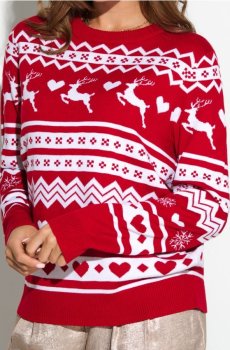 Різдвяний светр з оленями - червоний