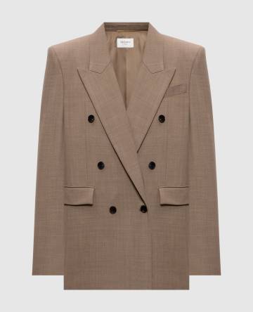 Бежевый двубортный жакет из шерсти Бежевый двубортный жакет из шерсти