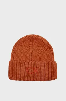 Женская рыжая шапка RE-LOCK BEANIE W/EMB Рыжий ONESIZE Calvin Klein K60K608660