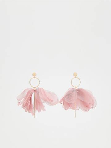 Reserved - Сережки, що звисають, із квітами - пильно-рожевий - 855CO-39X