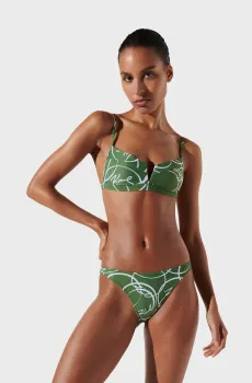 Женские зеленые трусики от купальника с узором KARL CIRCLE BRAZILIAN Зеленый M Karl Lagerfeld 245W2201
