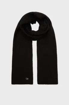 Женский черный шерстяной шарф CK METAL CHUNKY RIB HW SCARF Черный ONESIZE Calvin Klein K60K612603