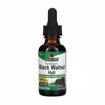 Черный орех, без спирта Natures Answer Black Walnut Hull Fluid Extract, Alcohol-Free 2000 мг, в каплях, 30 мл