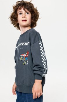 Бавовняний світшот crewneck з принтом Super Mario - темно-сірий