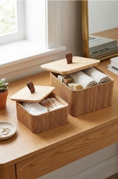 2 коробки для зберігання - бежевий