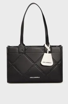 Женская черная сумка с узором K SKUARE MD TOTE EMBOSSED Черный ONESIZE Karl Lagerfeld 240W3043