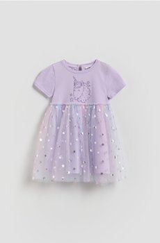 Reserved - Бавовняна сукня з тюлевим низом - лавандовий - 476FW-04X