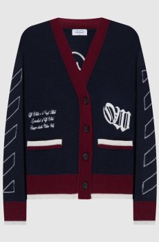 Синий кардиган из шерсти с логотипом