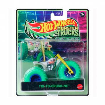 Автомодель Hot Wheels Monster Trucks Светящиеся в темноте, Tri-To-Crush-Me, белый, от 3 лет (JFX08)