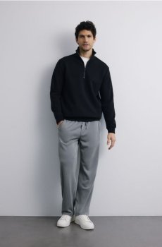 Reserved - Однотонна толстовка з високим коміром - чорний - 382HM-99X