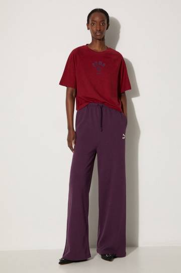 Хлопковая футболка Puma Classics Play Paris Relaxed Tee женская цвет бордовый 626808 Хлопковая футболка Puma Classics Play Paris Relaxed Tee женская цвет бордовый 626808