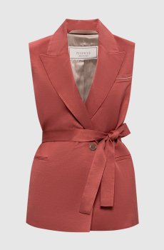 Красный двубортный жилет с льном