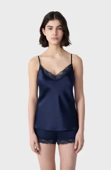 Женский темно-синий шелковый топ MILKY Синий S Etam 6515344