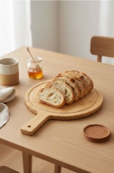 Бамбукова сервірувальна таця з ручкою - коричневий