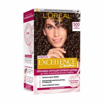Крем-краска для волос LOreal Paris Excellence Creme с тройным уходом, 500 Светло-каштановый, 192 мл Крем-краска для волос LOreal Paris Excellence Creme с тройным уходом, 500 Светло-каштановый, 192 мл