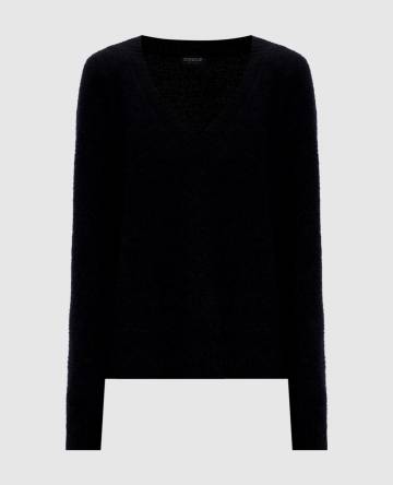 Черный пуловер с шерстью