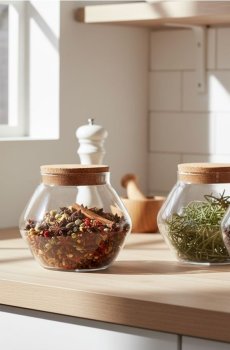 Скляний контейнер для харчових продуктів із корковою кришкою - clear