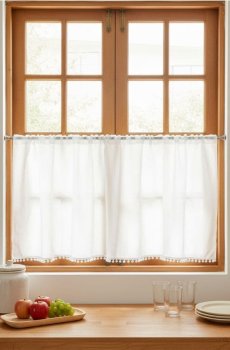 Фіранки з декоративною обробкою – набір із 2 шт. - білий