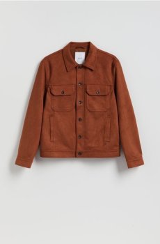 Reserved - Сорочкова куртка з екошкіри під замшу - буряковий - 280GU-83X