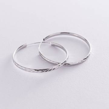 Серьги - кольца в серебре (4.1 см) 122950 Серьги - кольца в серебре (4.1 см) 122950