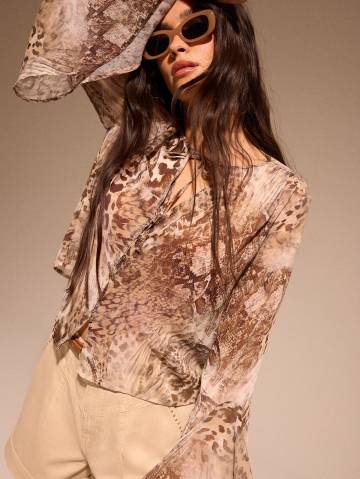 Mohito - Блузка з анімалістичним принтом - бежевий - 36