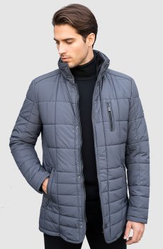 Мужская синяя утепленная куртка с меховым воротником AP-2217-PL2-blue