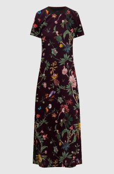 Бордовое платье миди в принт